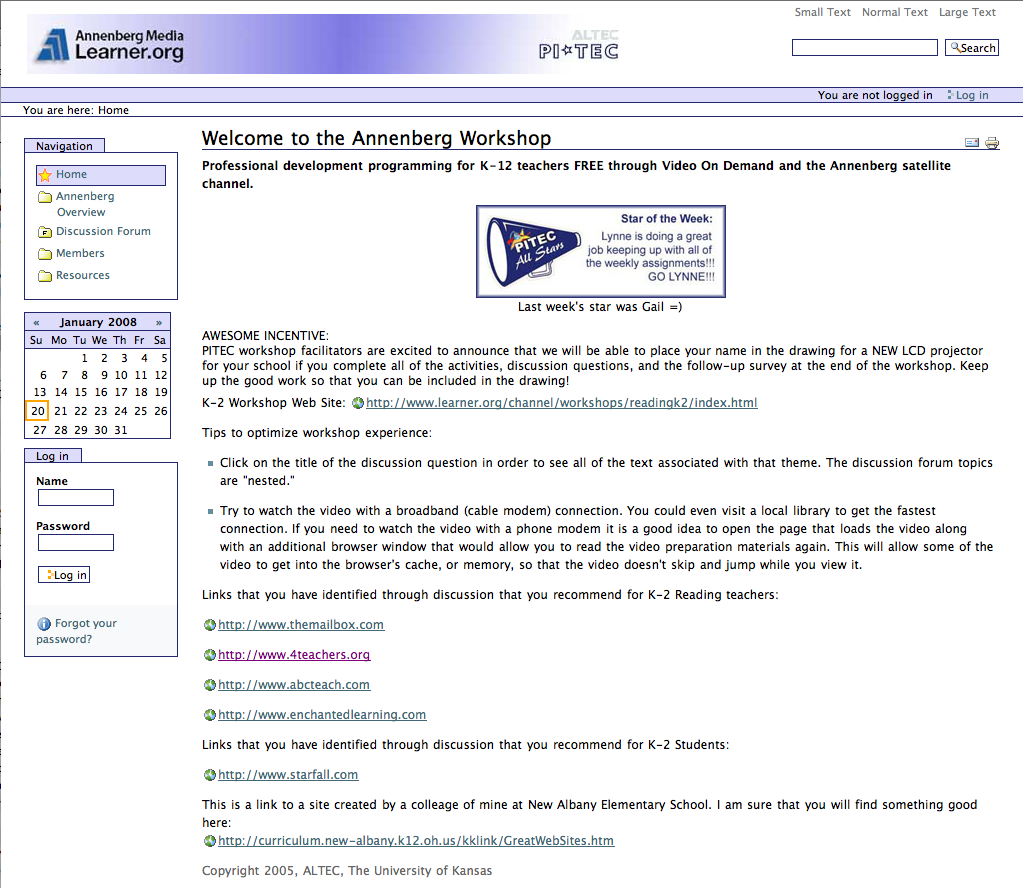 A typical Altec home page.