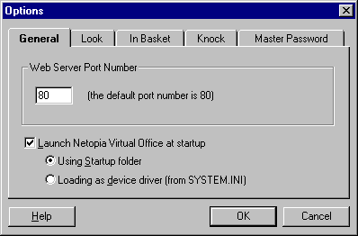 Options window